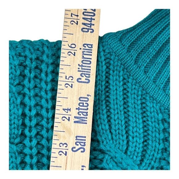 Ellemenno Women's Chunky Cable Knit Mock Neck Pullover Sweater Jade Large NWT - Picture 5 of 9